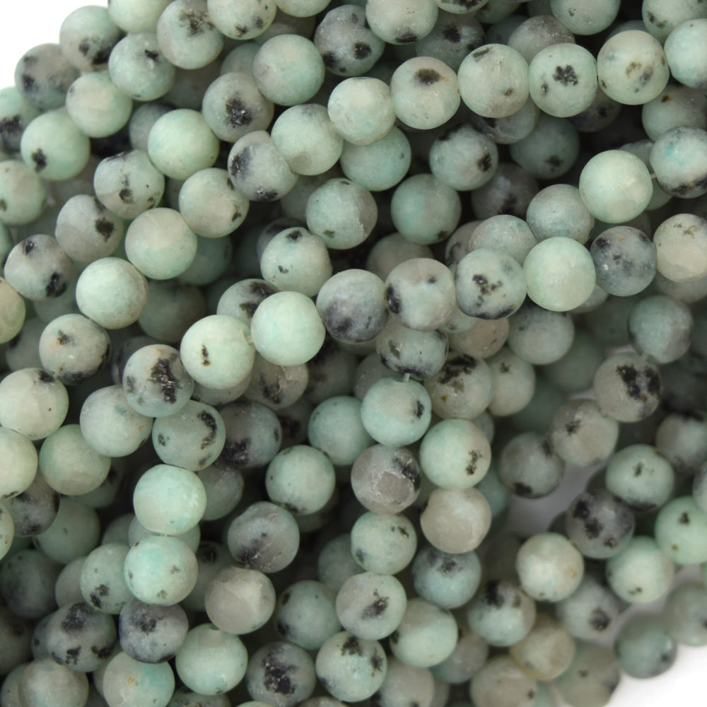 Natural Matte Blue Kiwi Jasper Round Beads 15" strand 4mm 6mm 8mm 10mm 12mm