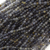 3mm natural faceted blue iolite round beads 15.5
