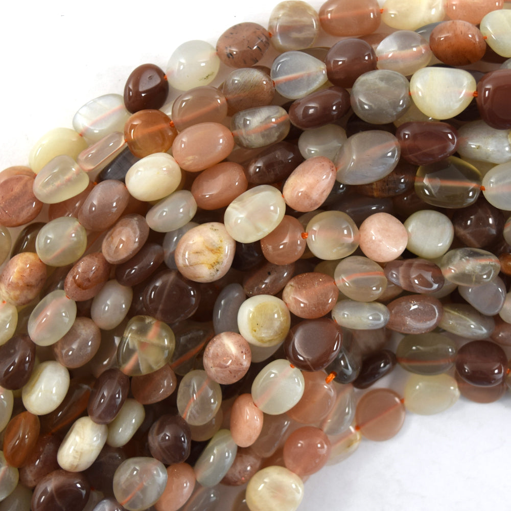 8mm - 10mm natural multicolor sunstone pebble nugget beads 15.5" strand