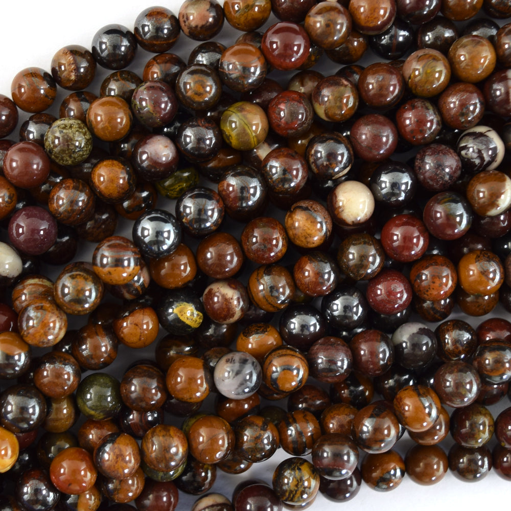 Natural Dark Red Brown Tiger Iron Round Beads Gemstone 15" Strand 6mm 8mm 10mm