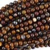Natural Dark Red Brown Tiger Iron Round Beads Gemstone 15