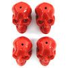 4 26mm synthetic coral carved skull pendant bead red