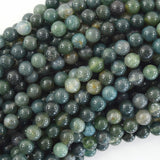 Natural Green Moss Agate Round Beads Gemstone 15