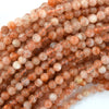 Natural Orange Gold Sunstone Round Beads Gemstone 15