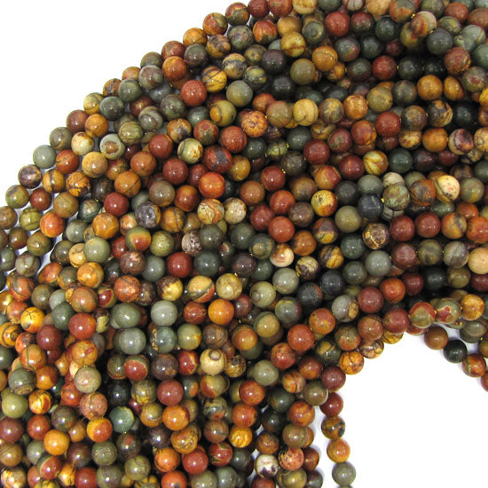 Natural Multicolor Picasso Jasper Round Beads 15" Strand 4mm 6mm 8mm 10mm 12mm