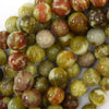10mm Russian green red serpentine round beads 15.5