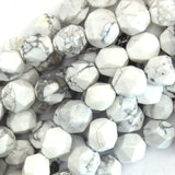 Star Cut Faceted White Howlite Round Beads 15