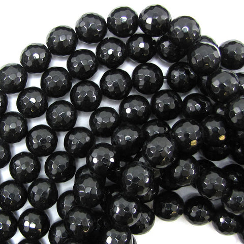 AA Black Onyx Prism Double Point Cut Faceted Beads 15.5" Strand 8mm 10mm