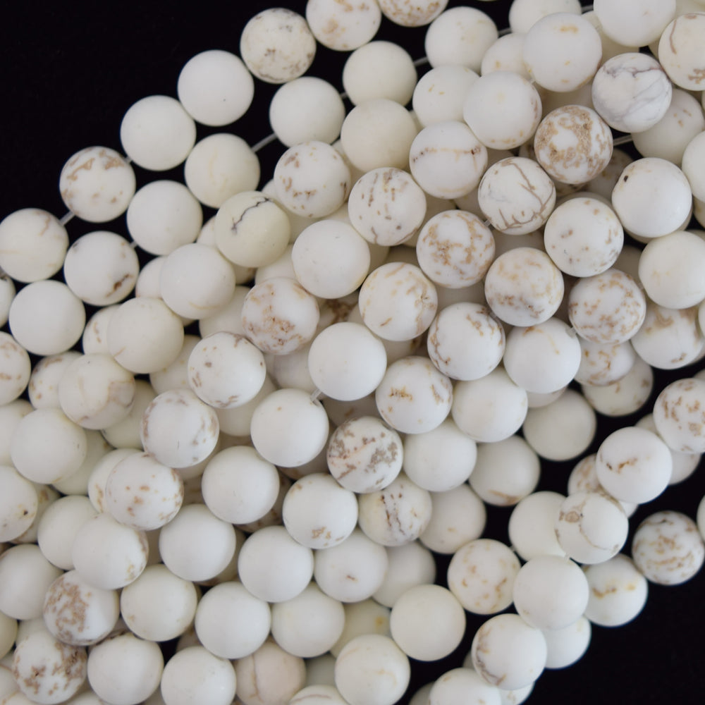 Matte White Turquoise Round Beads Gemstone 15.5" Strand 4mm 6mm 8mm 10mm 12mm