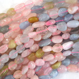 6mm - 8mm natural multicolor morganite pebble nugget beads 15.5