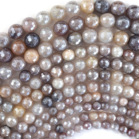 Mystic Titanium Faceted Blue Aquamarine Quartz Round Beads15" 6mm 8mm 10mm 12mm