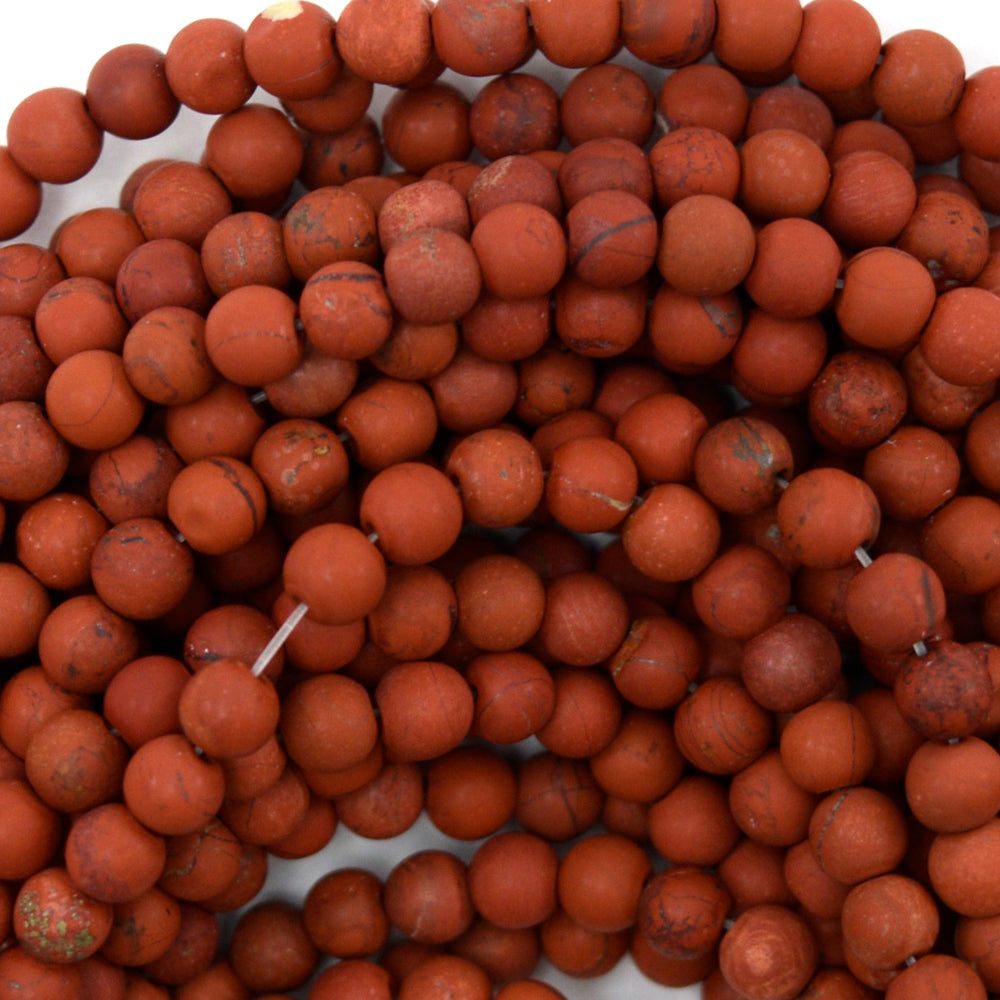 Natural Matte Red Jasper Round Beads Gemstone 15" Strand 4mm 6mm 8mm 10mm