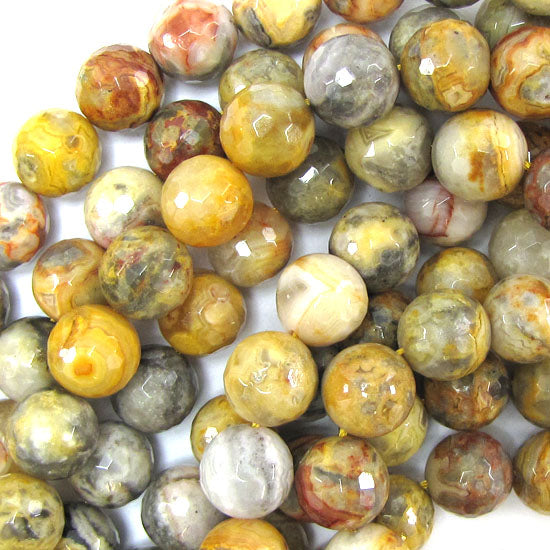 Natural Faceted Crazy Lace Agate Round Beads 14.5" Strand 4mm 6mm 8mm 10mm 12mm