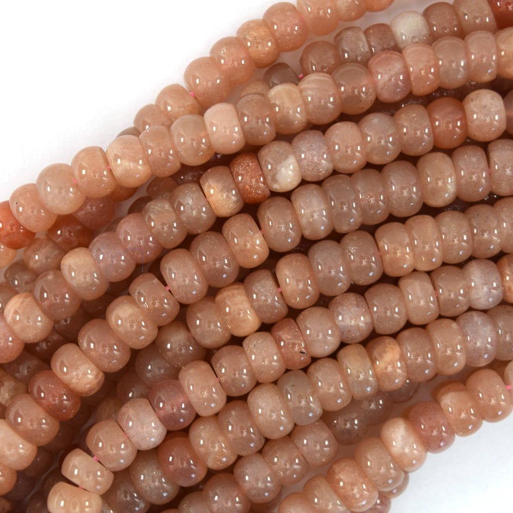 Natural Sunstone Rondelle Beads Gemstone 15.5" Strand 4x6 5x8 6x10mm