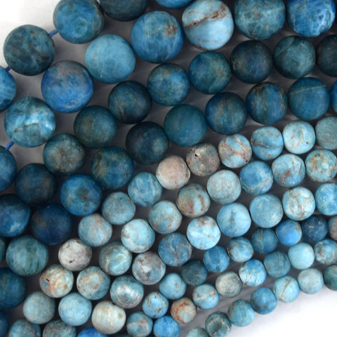 6mm - 8mm natural blue apatite pebble nugget beads 15.5" strand
