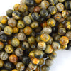 AA Natural Black Yellow Bumblebee Jasper Round Beads 15.5
