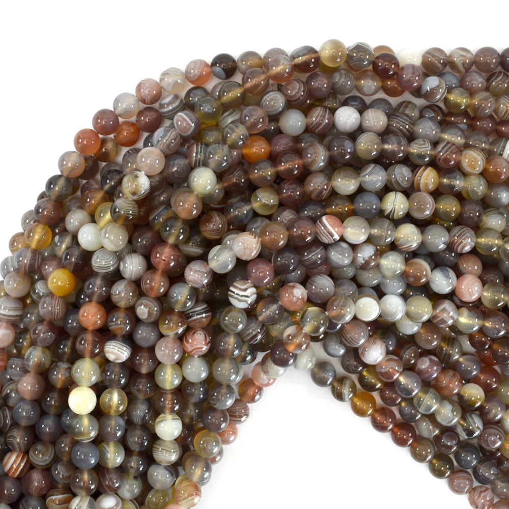AA Natural Botswana Agate Round Beads Gemstone 15" Strand 4mm 6mm 8mm 10mm S1