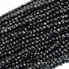 AA Natural Faceted Black Tourmaline Round Beads 15