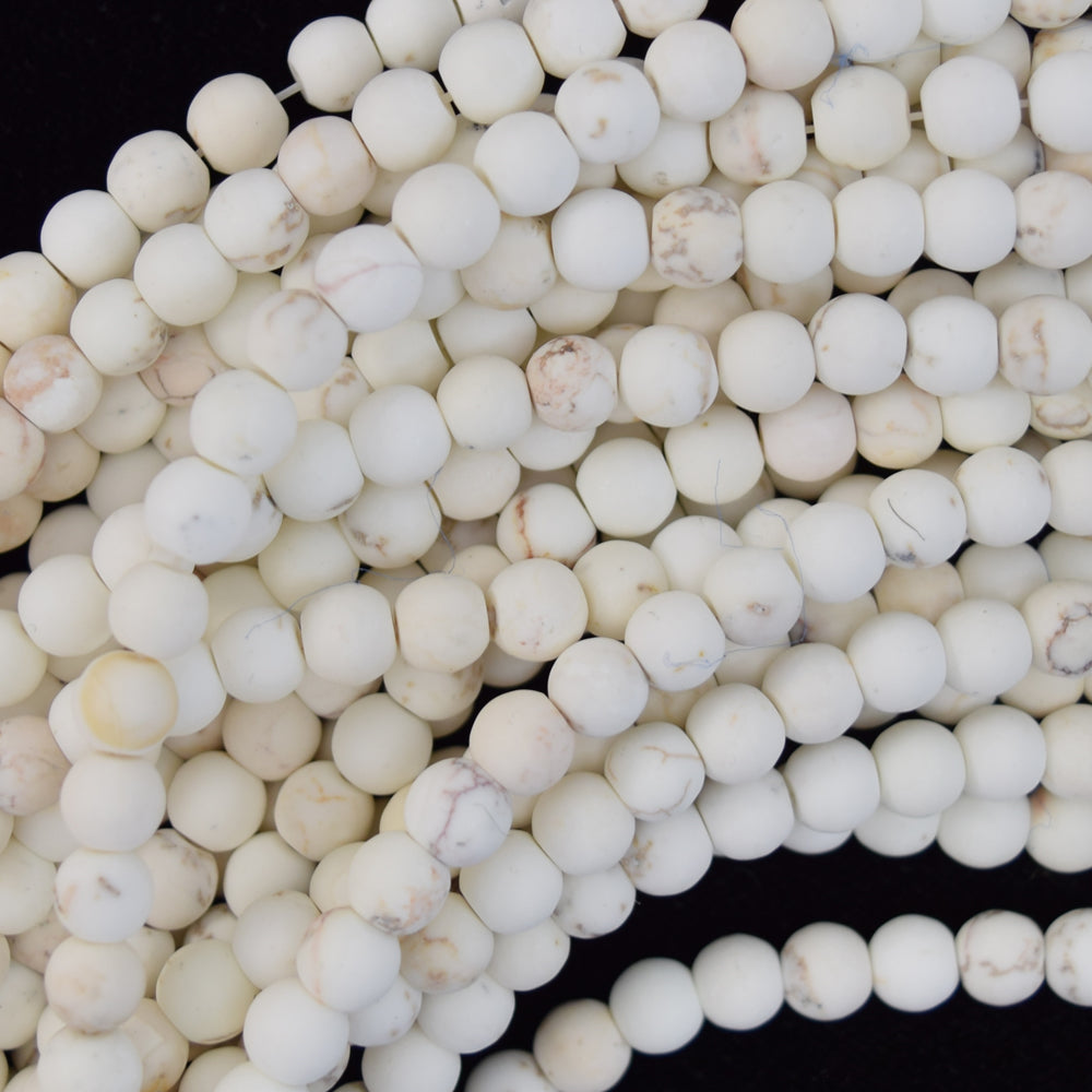Matte White Turquoise Round Beads Gemstone 15.5" Strand 4mm 6mm 8mm 10mm 12mm