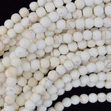 Matte White Turquoise Round Beads Gemstone 15.5