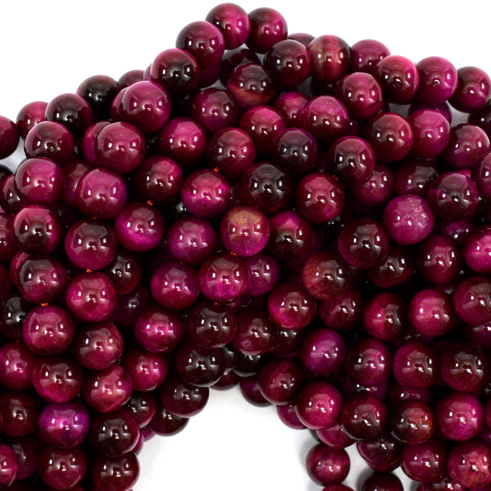 AA Magenta Tiger Eye Round Beads Gemstone 15.5" Strand 4mm 6mm 8mm 10mm 12mm