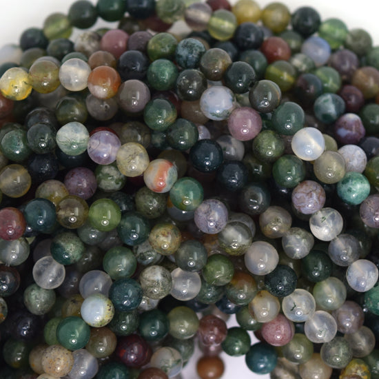 Natural Indian Agate Round Beads 15" Strand 4mm 6mm 8mm 10mm 12mm Fancy Jasper