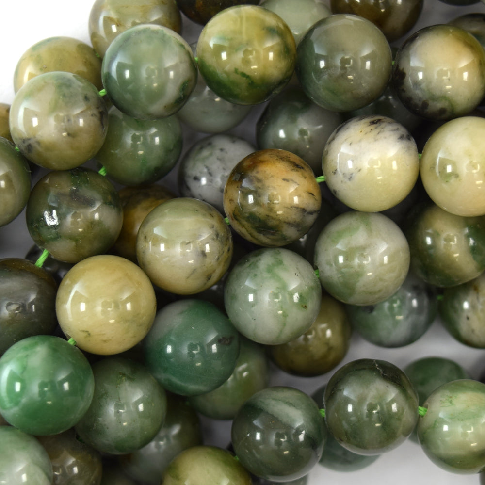 Natural Green African Jade Round Beads 15" Strand 4mm 6mm 8mm 10mm 12mm S1