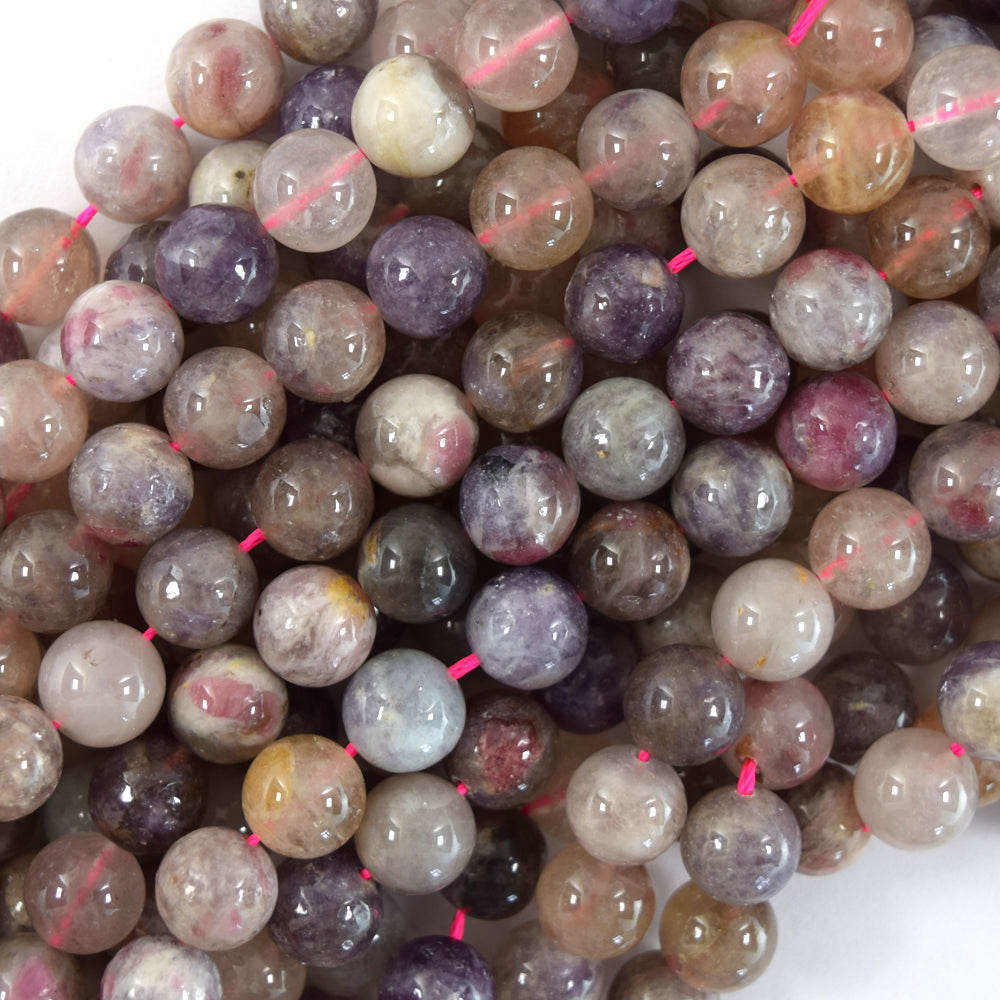 Natural Light Purple Pink Tourmaline Round Beads 15.5" Strand 4mm 6mm 8mm 10mm