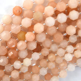 Natural Peach Aventurine Prism Double Point Cut Faceted Beads 15.5
