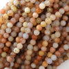 Natural Brown Cream Crazy Lace Agate Round Beads 15.5