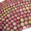 Natural Faceted Pink Rhodonite Round Beads 15