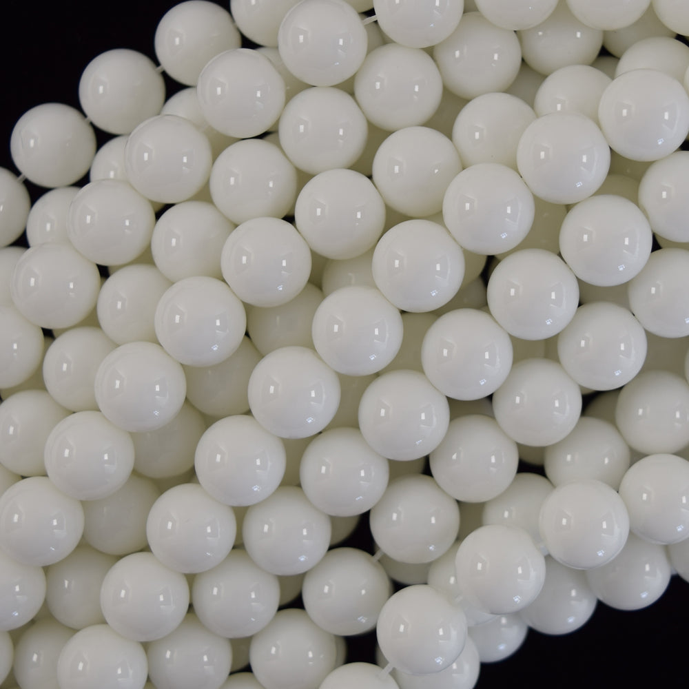 White Jade Round Beads Gemstone 15" Strand 4mm 6mm 8mm 10mm 12mm