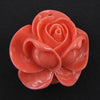 4 pieces 34mm synthetic coral carved rose flower pendant beads pink