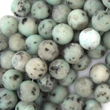 Natural Matte Blue Kiwi Jasper Round Beads 15