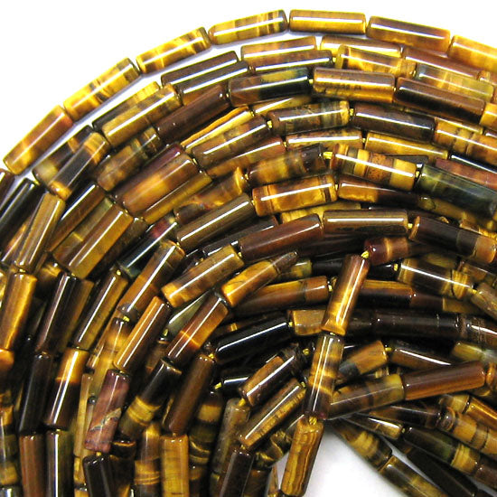 13mm natural tiger eye tube beads 15.5" strand