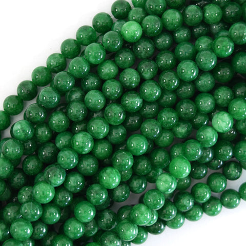 Green Flower Jade Smooth Round Beads 4mm 6mm 8mm 10mm 12mm 15.5 Stran –  CRC Beads