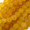 10mm matte yellow crack crystal round beads 15
