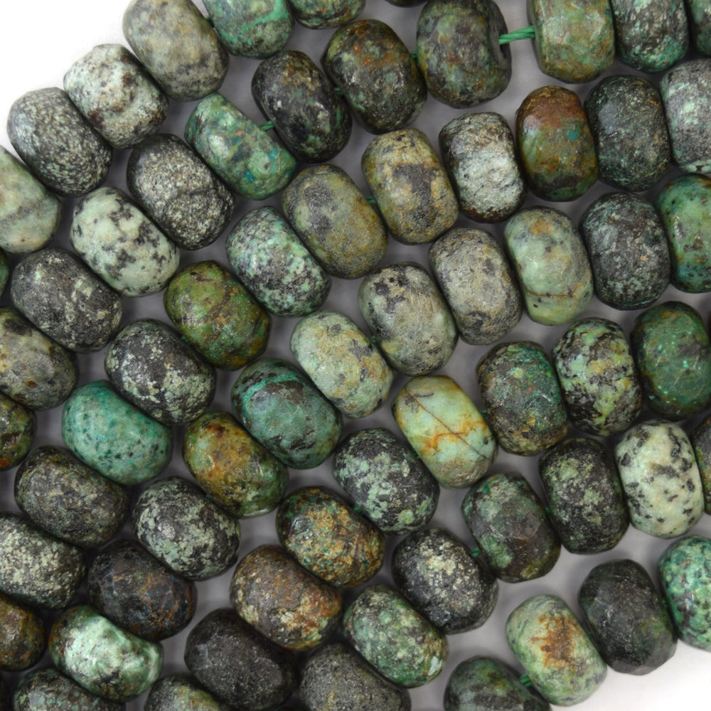 10mm faceted african turquoise rondelle beads 15" strand
