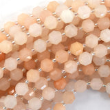 Natural Peach Aventurine Prism Double Point Cut Faceted Beads 15.5