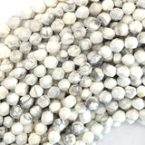 Star Cut Faceted White Howlite Round Beads 15