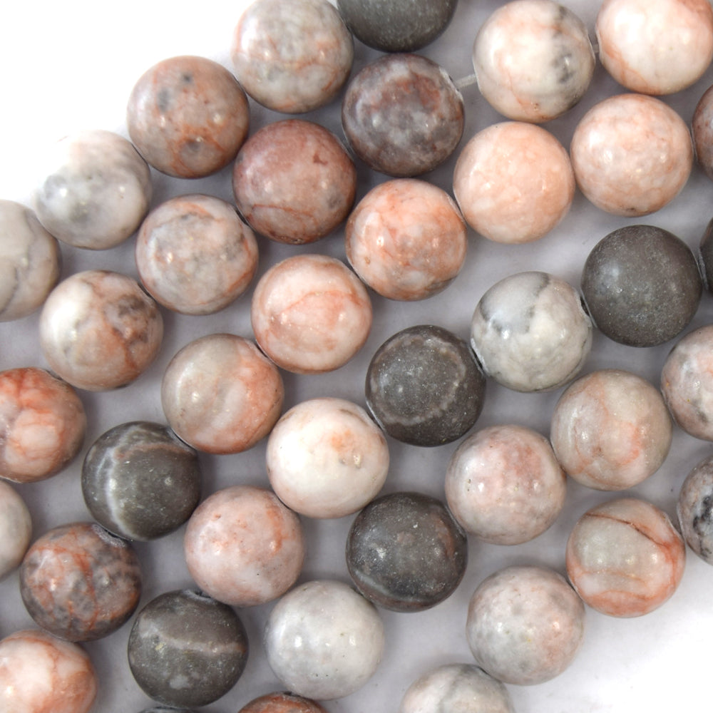 Natural Pink Zebra Jasper Round Beads Gemstone 15" Strand 6mm 8mm 10mm 12mm