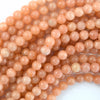 Natural Peach Orange Calcite Round Beads 15.5