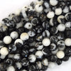 Natural Faceted Black White Zebra Jasper Round Beads 15