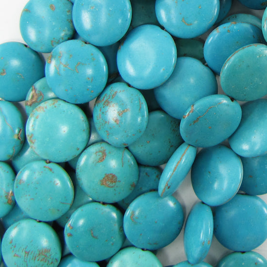 25mm blue turquoise coin gemstone beads 15.5" strand
