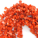 8x14mm pink orange coral flat teardrop chip beads 15