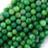 Dark Green fire Agate Round Bead Gemstone 15