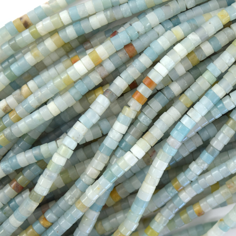 Natural Multicolor Amazonite Heishi Disc Beads Gemstone 15" Strand 4mm 6mm