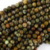 Natural Green Brown Brazilian Opal Round Beads 15.5