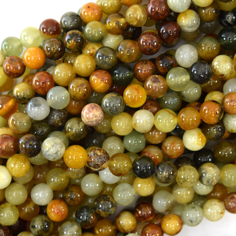 Natural Yellow Jade Rondelle Button Beads 15" Strand 5x8mm