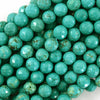 Faceted Green Turquoise Round Beads 15.5
